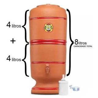 Filtro De Barro Completo (4L+4L)Total 8L vela Bóia torneira em Oferta na Shopee