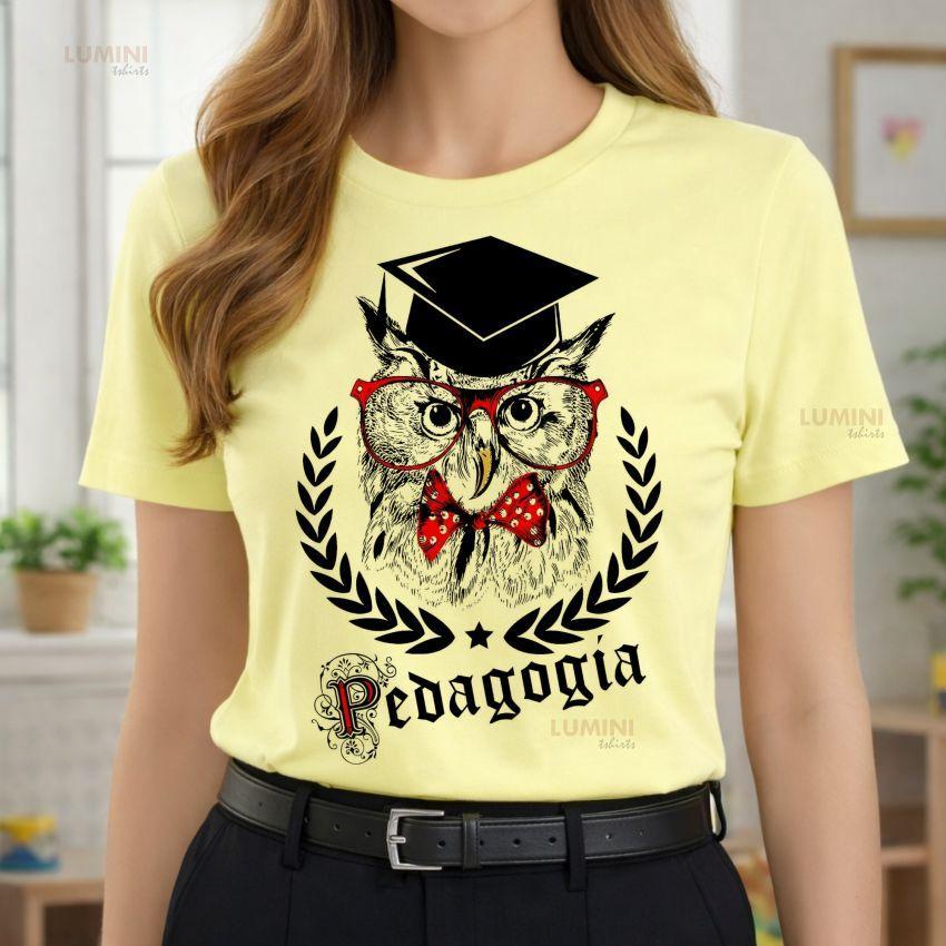 Blusa Tshirt Feminina, PEDAGOGIA Coruja, colorida, educação inclusiva, educação infantil, professora