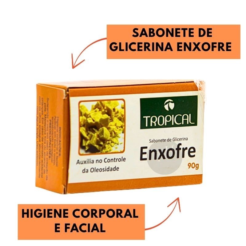 Sabonete em Barra Facial e corporal de Enxofre em Barra Tropical - Controle da Oleosidade e Espinha 90gr