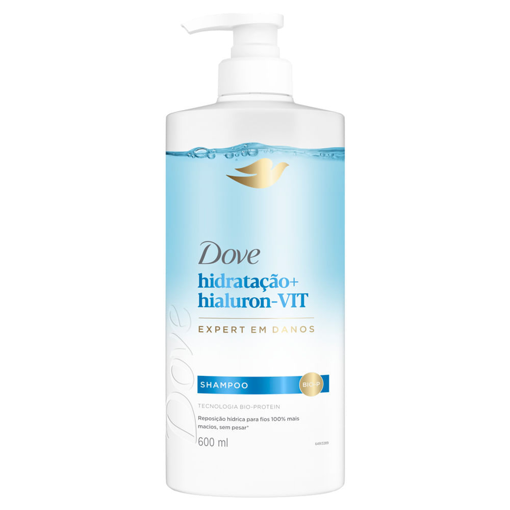 Shampoo Dove Hidratação e Hialuron Vit Expert em Danos 600ml em Oferta na Shopee