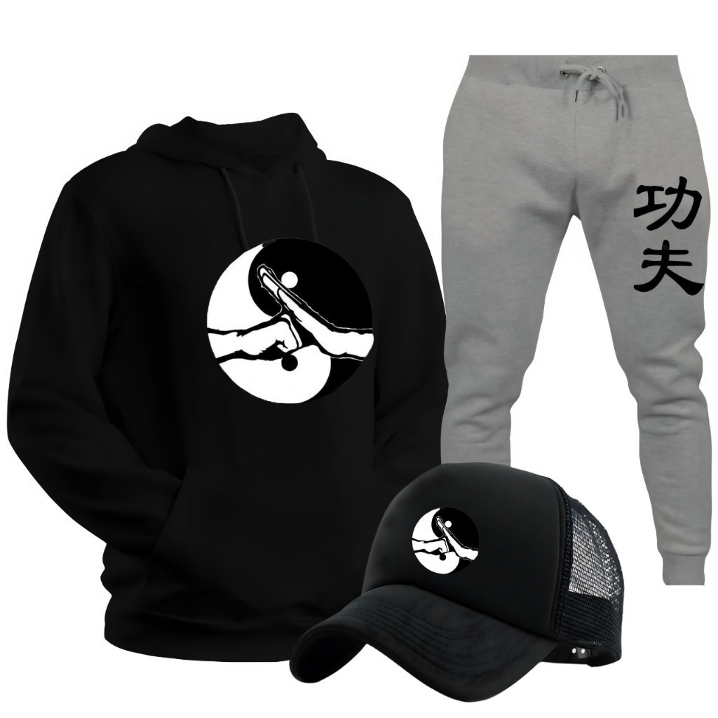 Moletom Conjunto Blusa De Frio Kung Fu Algodão Luta   Gael Shop Flash Modas