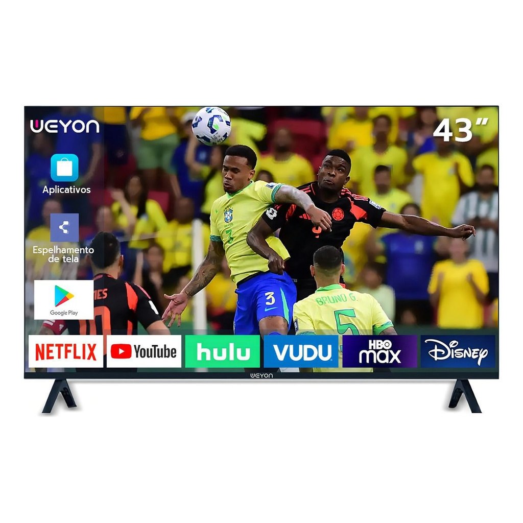 Smart Tv 43 Polegadas Weyon Full HD Android 14 LED WiFi Netflix YouTube Google Cast Bivolt