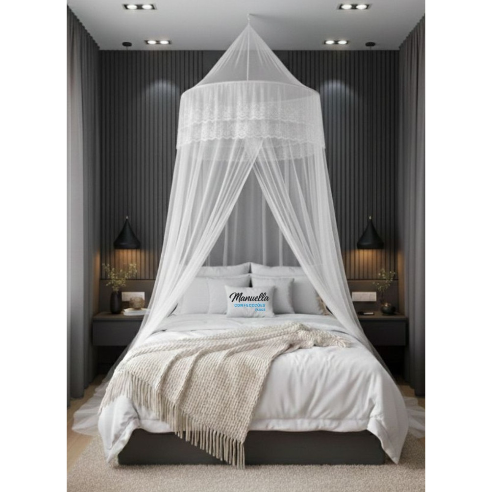 Mosquiteiro De Teto Indiano Casal Box Queen King com Abertura Lateral  Gigante 14m