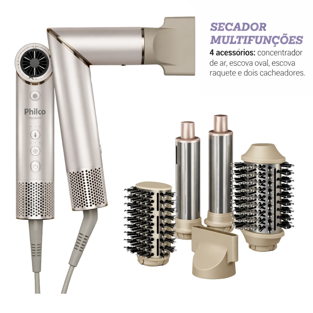 Secador Philco PSC3500 4 em 1 Dobrável Motor BLDC 127V em Oferta na Shopee