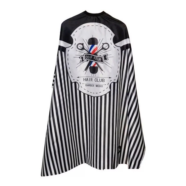 Capa De Corte Profissional Barbearia Listrada Vertical Preta