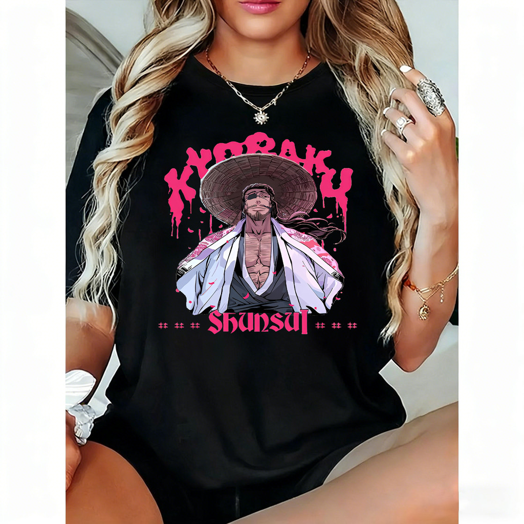 Camiseta Feminina Estampa Anime Shunsui Kyoraku Moda Feminina Confortável Linda Estilosa Tendência