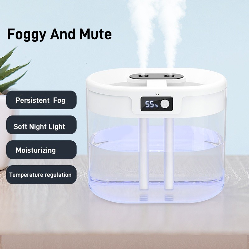 Umidificador USB Spray duplo Atomizador de grande capacidade Umidificador silencioso doméstico Umidificador de luz notur
