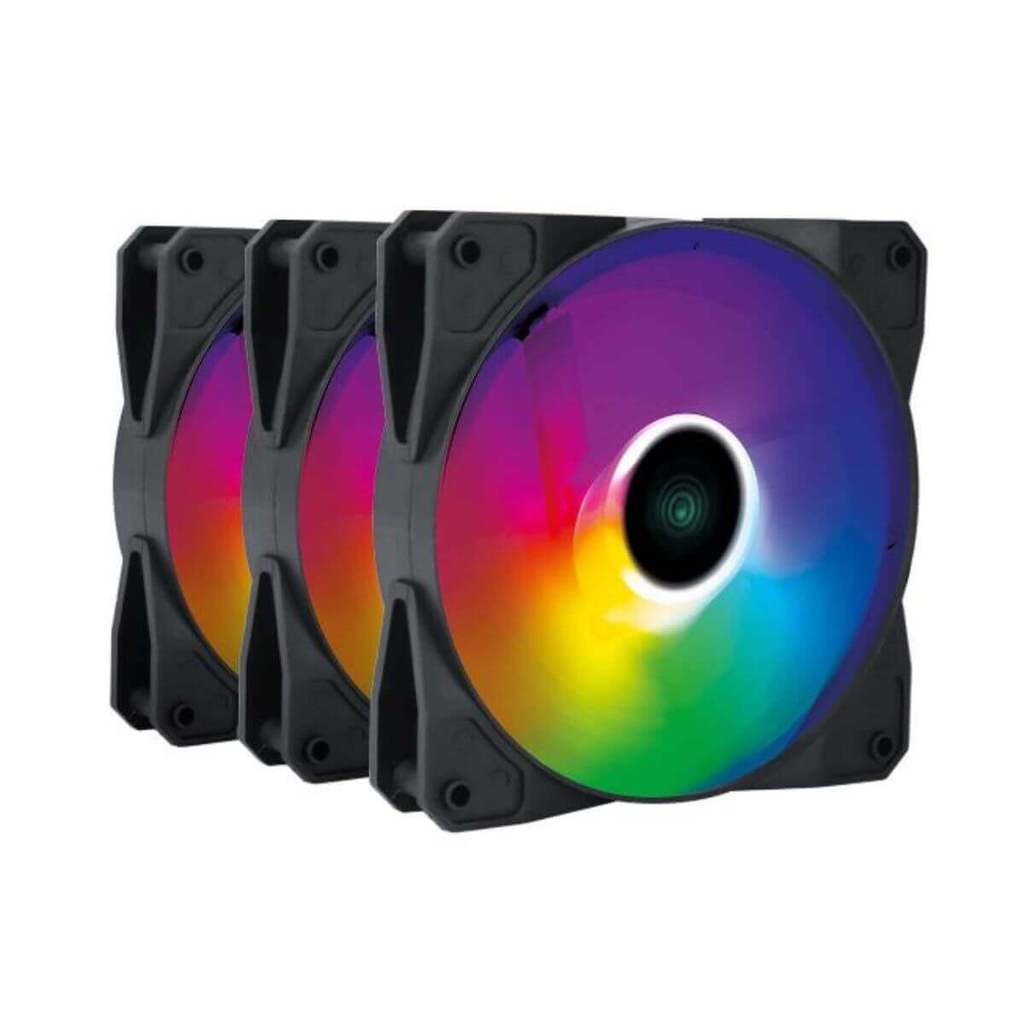 Kit Cooler Fan Gamer Para Gabinete 3Un Vinik V.Ring 5.0 Full Blade 120Mm -Led Fixo 5 Cores- Fbladex3
