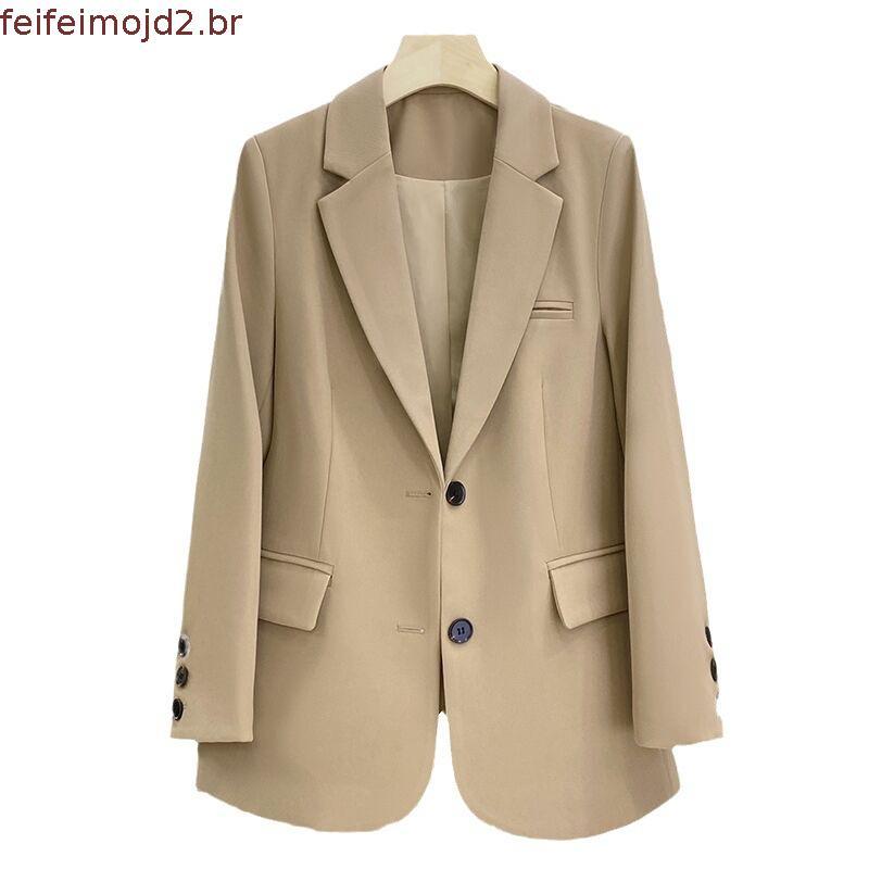 Novo Forrado Blazer Para outono/inverno Jacket Com Botão Casual Plus Size Alfaiataria Slim Feminino Moda Preto Profissi