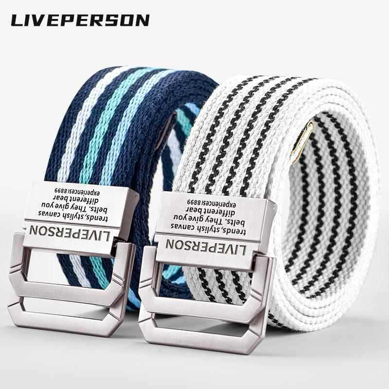 Cinto de lona com fivela de anel duplo estendido, cinto masculino, versão coreana, cinto Jeans para adolescentes, treina