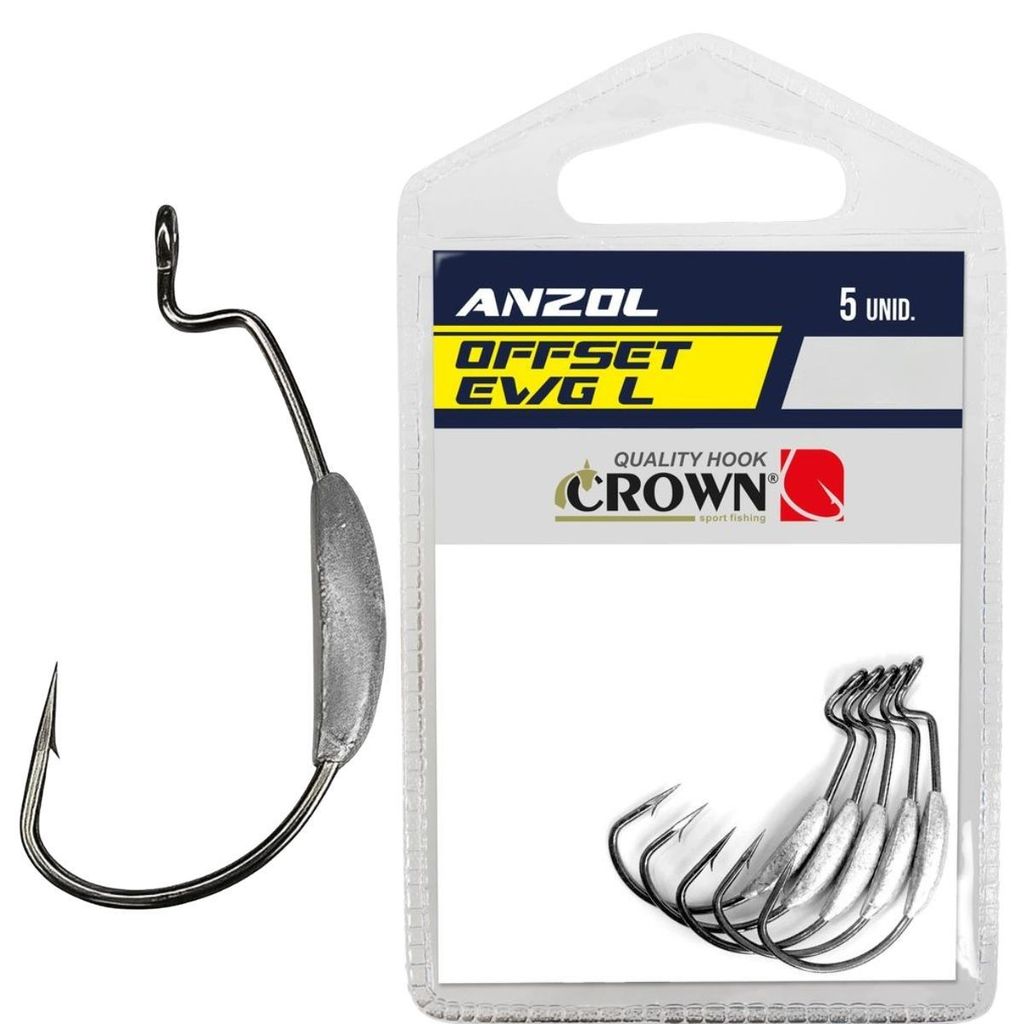 Anzol Pesca Offset Jig Head Lastreado EWG Crown Niquel 5 Unid