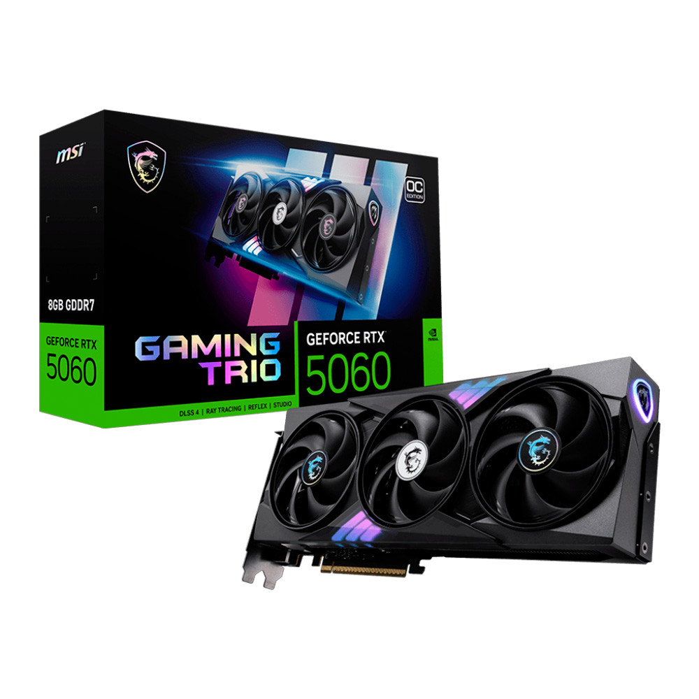 Placa de vídeo GeForce RTX 5060 8G GDDR7 Gaming Trio OC 128Bits MSI- 912-V537-021