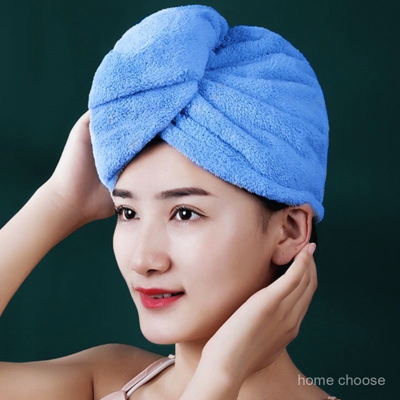 1 Kit Cor AleatóRia/Azul Toalha Grossa MáGica Para Cabelo Secar RáPido Touca Banho Microfibras Casa PromoçãO