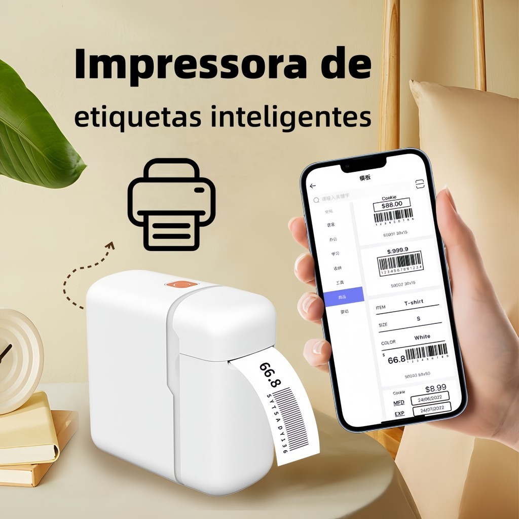 Impressora Térmica Y1 com Bluetooth – Etiquetas 15x30mm para Casa, Padaria e Escritório em Oferta na Shopee