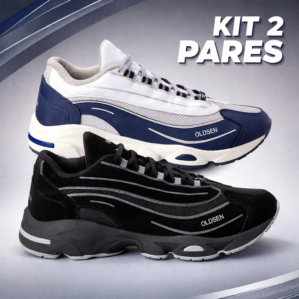 Kit 2 Pares Tenis Masculino Rocket Casual Conforto Passeio Streetwear Urbano Esportivo Lançamento