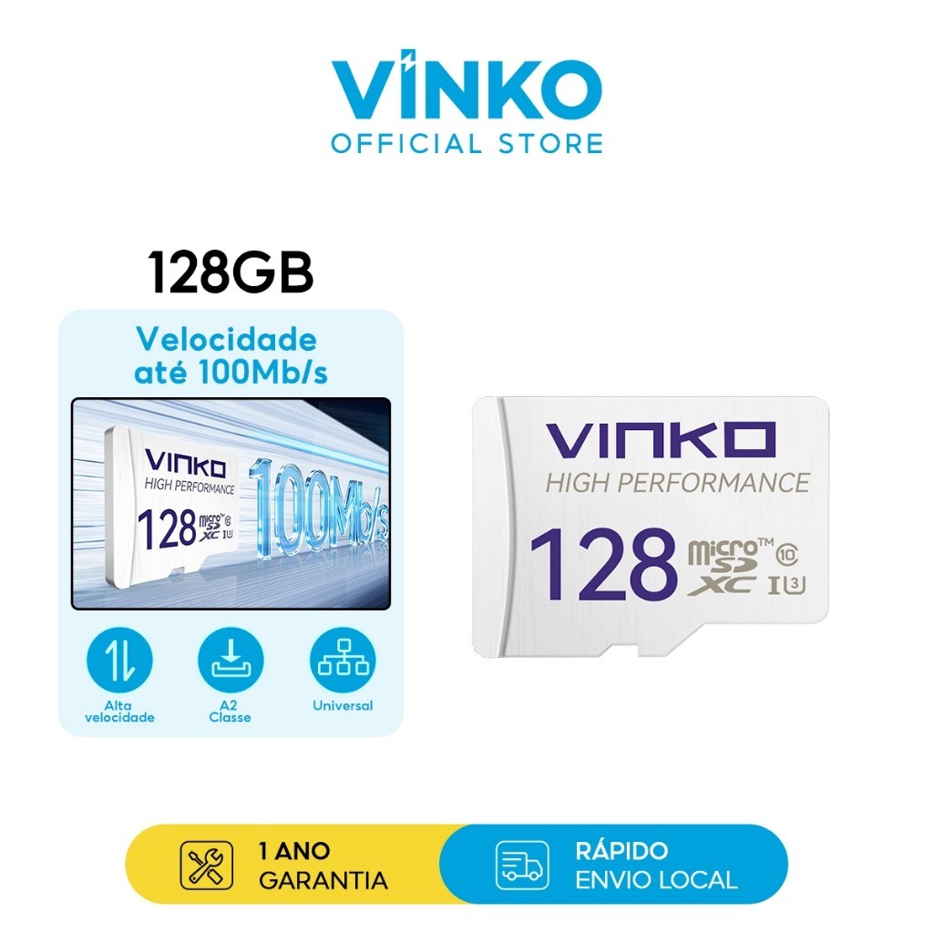 Cartão De Memória 128gb Vinko Micro Sd 100mb/s Compatível paravVários Dispositiv