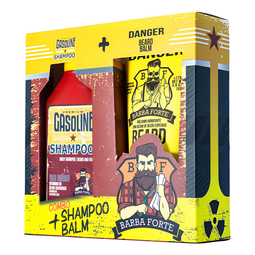 Kit Beard Balm Danger + Shampoo Gasoline Premium Barba Forte SB