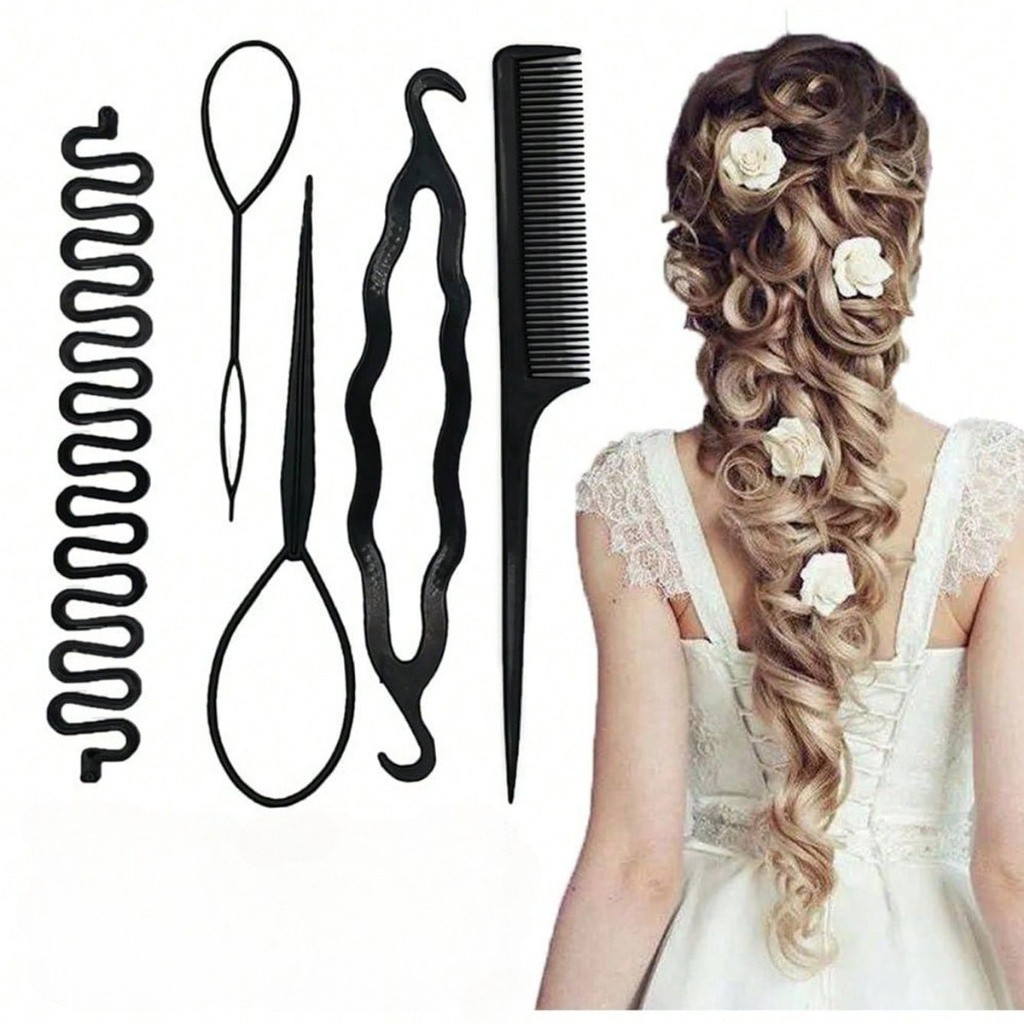 Kit 5 Peças Acessório Para Cabelo Penteado Coque Trança Agulha Mágica