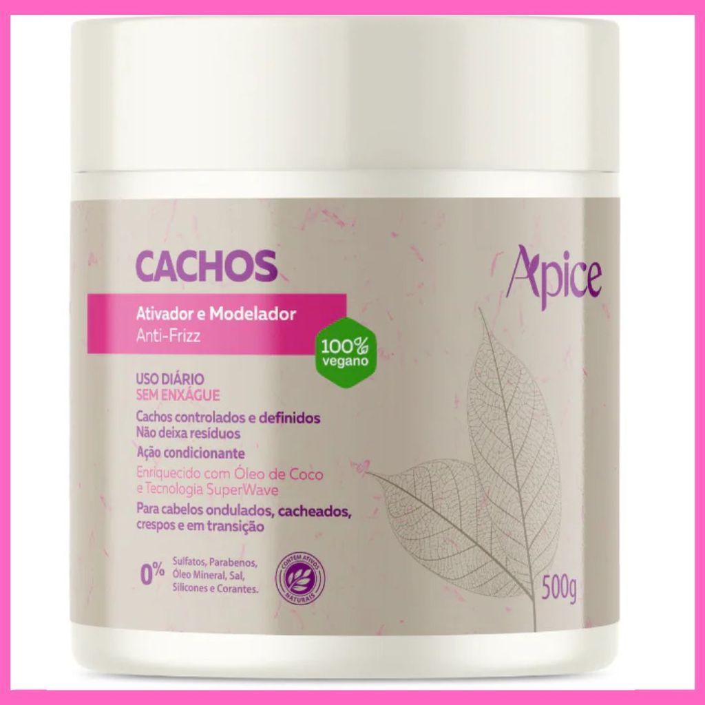 Ativador e Modelador Creme de Pentear para CACHOS Anti-frizz - Apse Apice Vegano - 500g