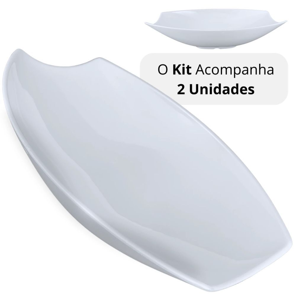Detalhes do 2 Peças Ovais Fundas para Buffet Salada 41cm Restaurante Profissional Melamina Branca