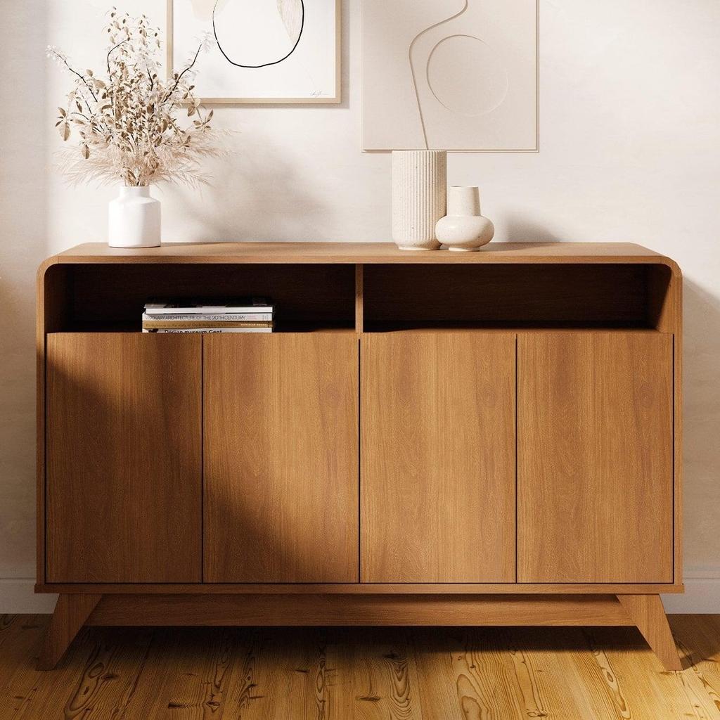 Buffet Aparador 125cm 4 Portas Orgânico Marlo Nature Z56 - Mpozenato