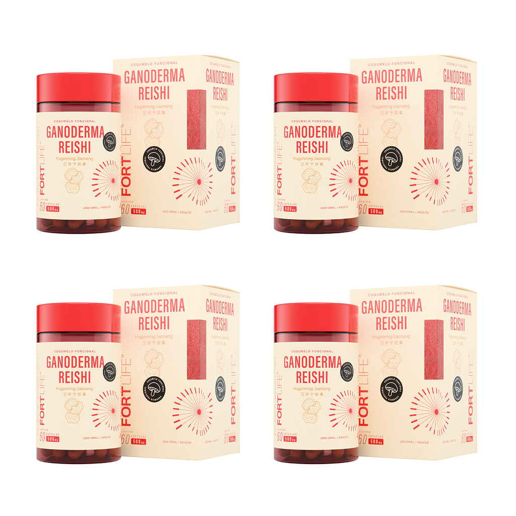 Kit 4 Und Ganoderma Reishi Cogumelo Funcional 500mg 60 Cápsulas FortLife