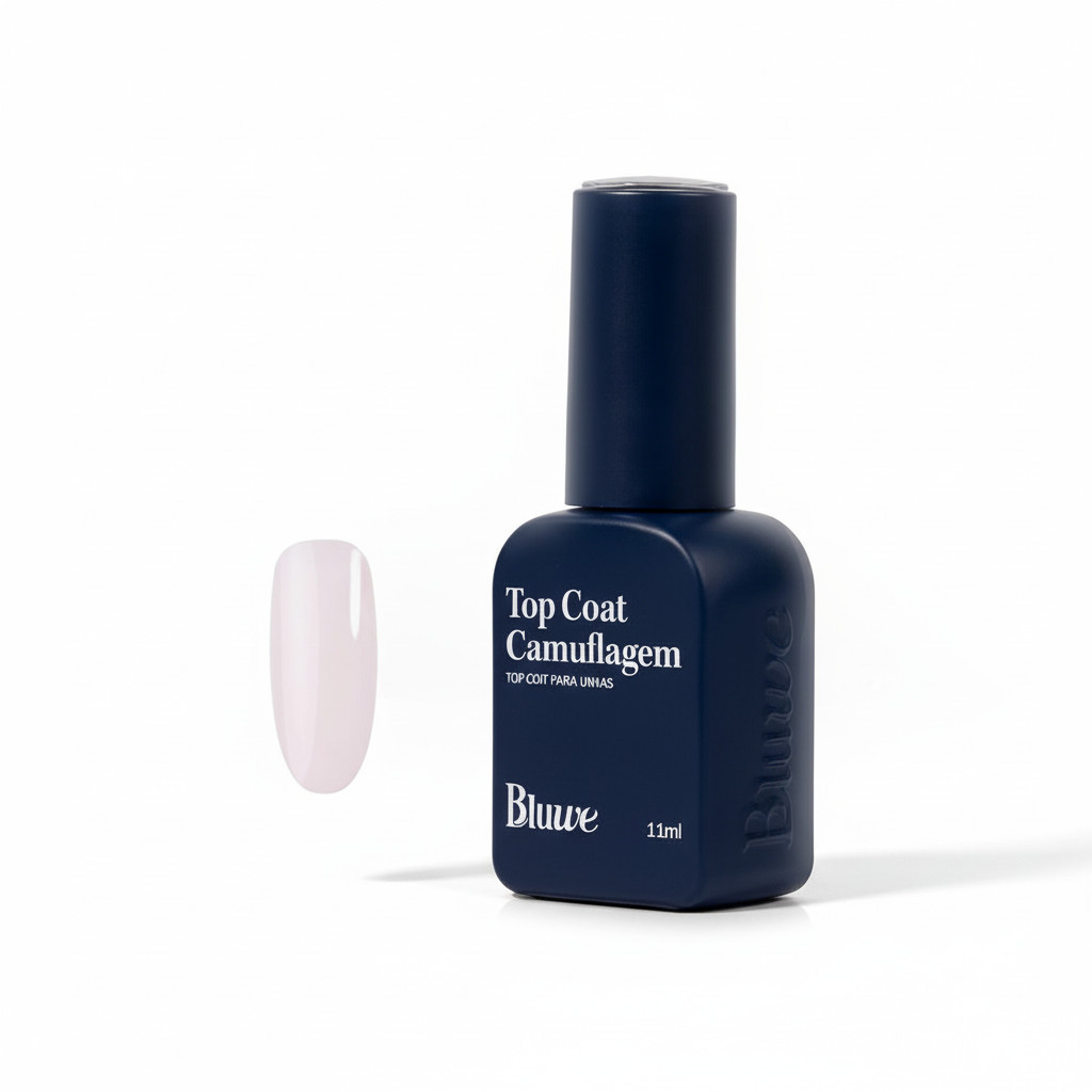Bluwe Camuflagem Top Coat Natural Pink 11 ml – Cor Perfeita para Alongamento e Gel