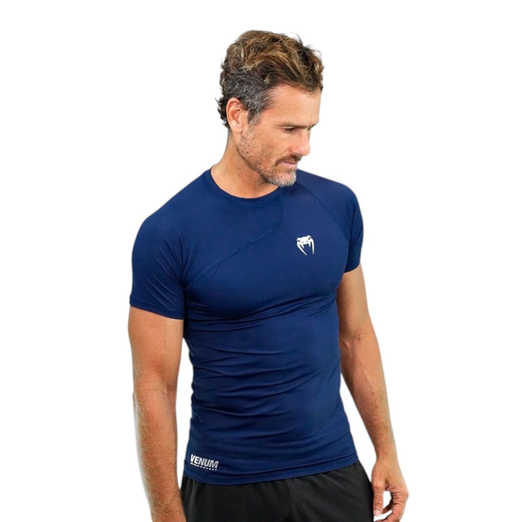 Camiseta Rashguard Venum Flow Azul - Manga Curta