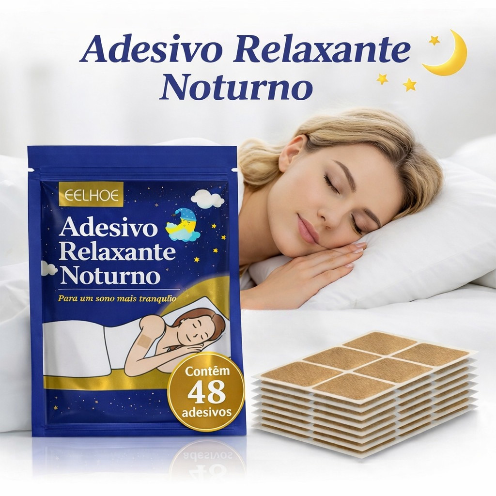 48 unidades de adesivo para auxílio ao sono, que acalmam o corpo, promovem maior conforto e ajudam a ter um sono tranqui