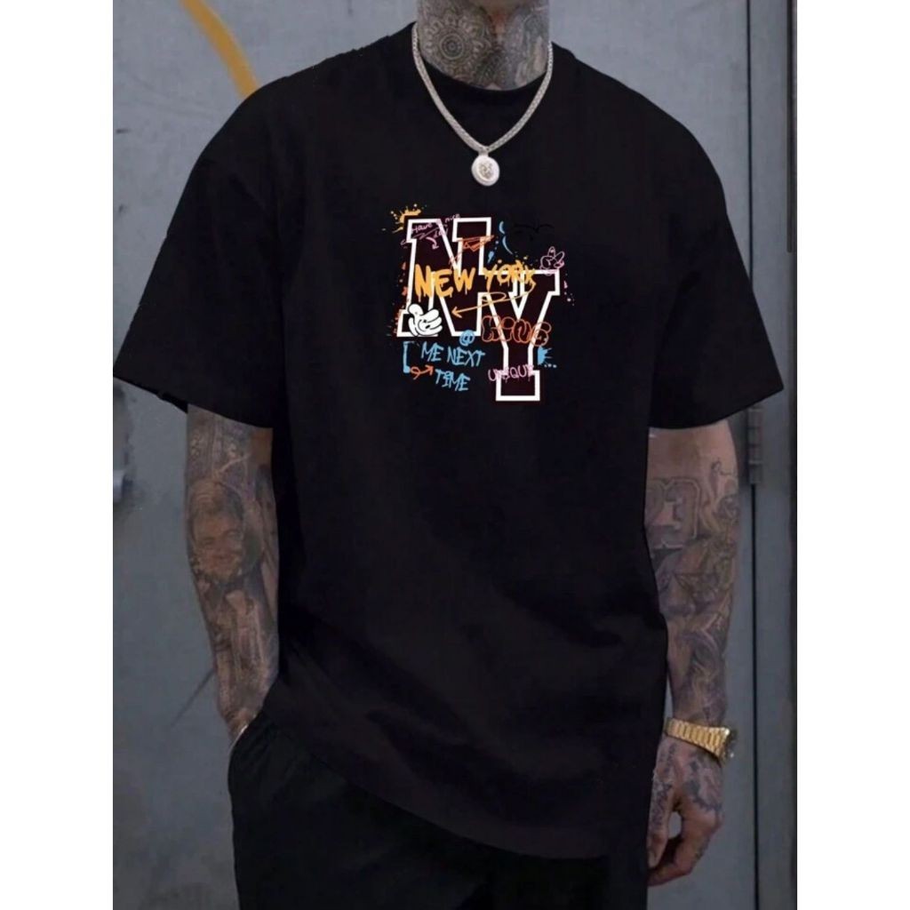 Camiseta Masculina New York Confortável Streetwear Camisa Premium NY de Grife Moda Masculina de Festa Academia