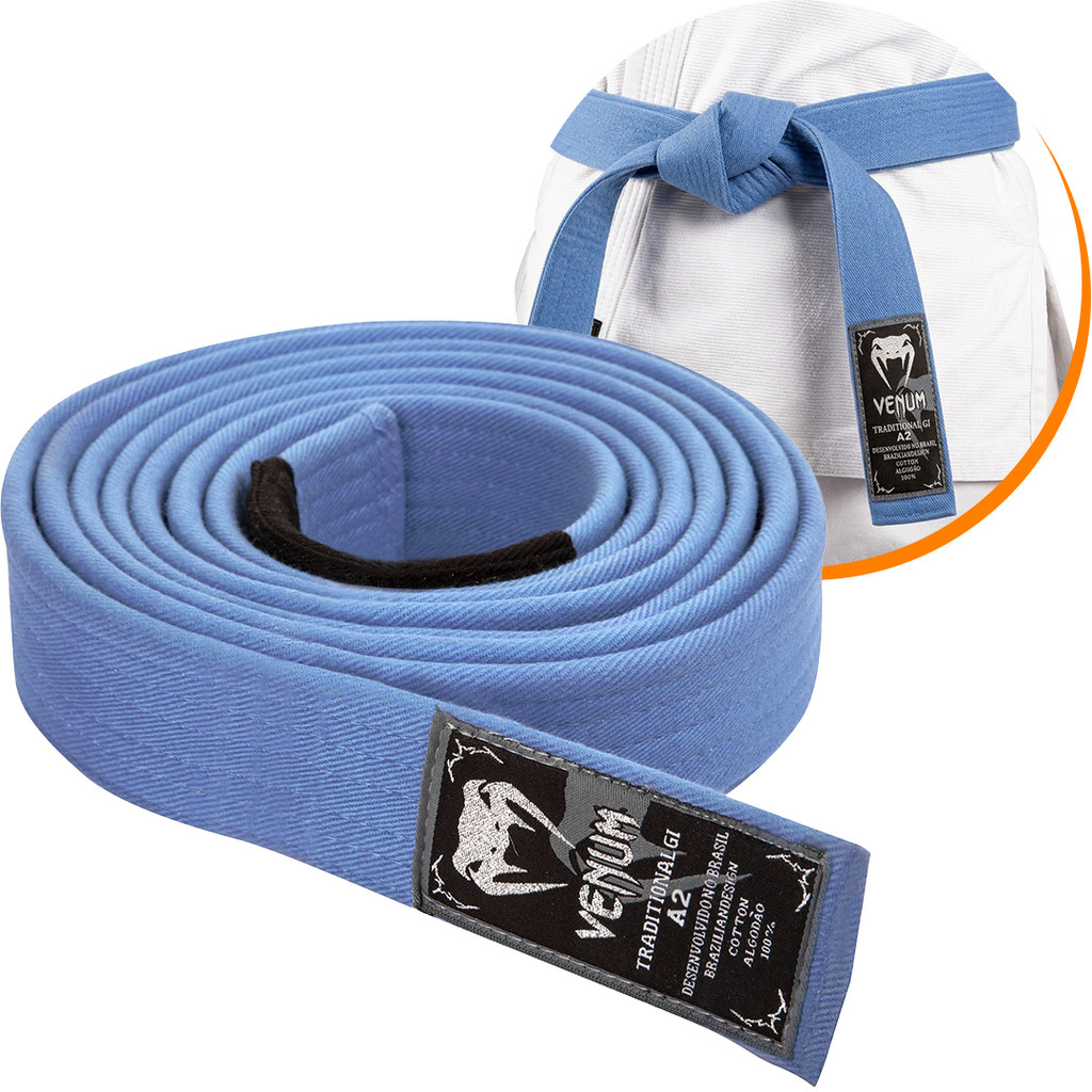 Faixa Venum Jiu Jitsu BJJ Azul A2 Adulto Kimono Belt Original Graduação Resistente Algodão Treino