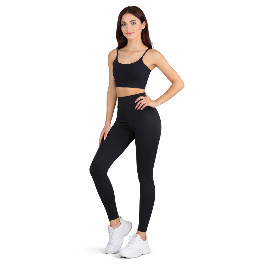 Conjunto Fitness Feminino Poliamida Zero Transparência Cós Alto Modeladora Academia Pilates Caminhada Corrida