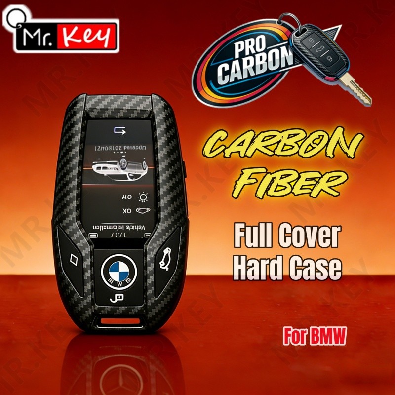 [Mr.Key] Capa De Fibra De Carbono Para BMW Display LCD Série 5 6 7 8 G01 G02 G05 G11 G12 G30 Chaveiro