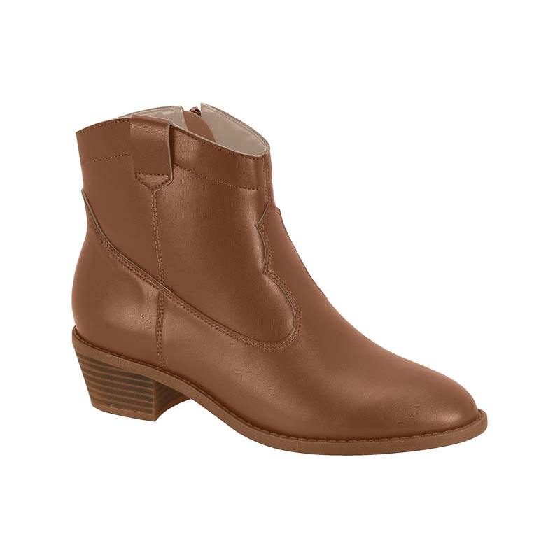 Bota Moleca Country Cano Curto Marrom Com Salto Bloco Avela