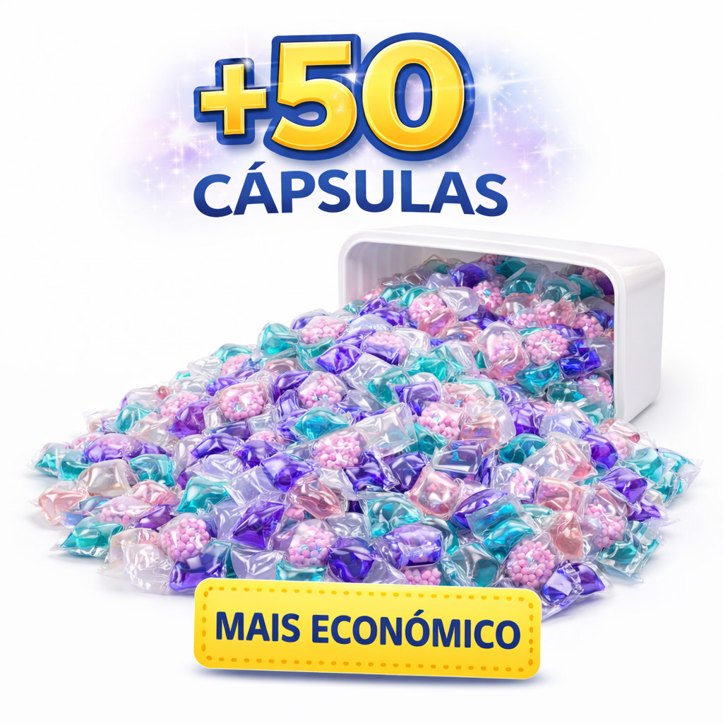 Sabão Cápsulas Lava Roupas 5em1 50un Caixa Tira Manchas