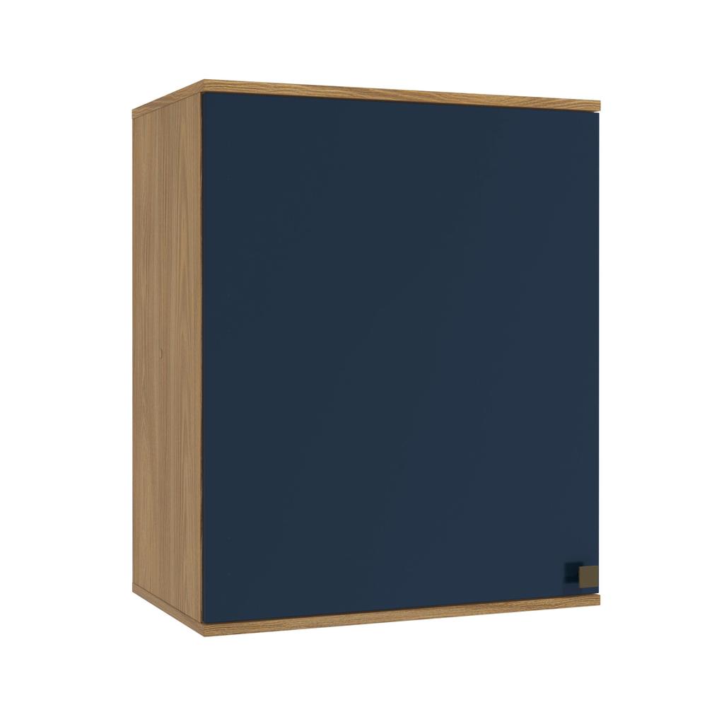 Armário Aéreo Celeste Kappesberg 100% MDF 1 Porta Nogueira/Azul 60cm