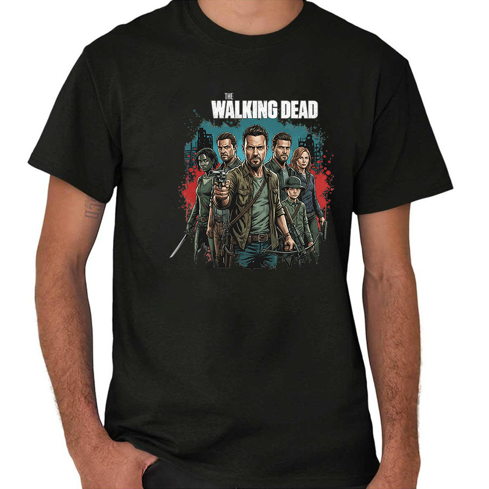 2026 Camiseta Feminina Masculina Estampa The Walking Dead Heróis Sobreviventes Aventureiros Urbanos Streetwear Novo