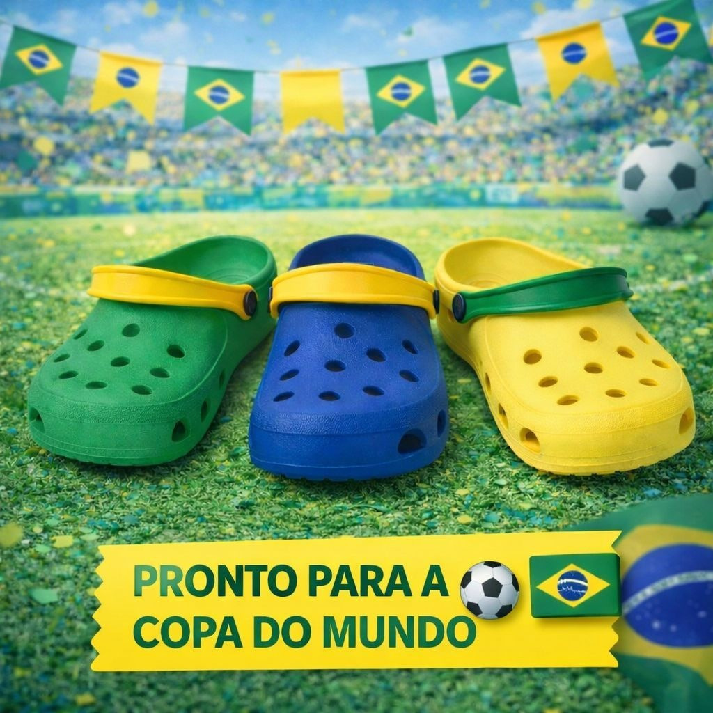 Sandália da Copa do mundo Brasil confortável Adulto e infantil para meninas e meninos super estiloso