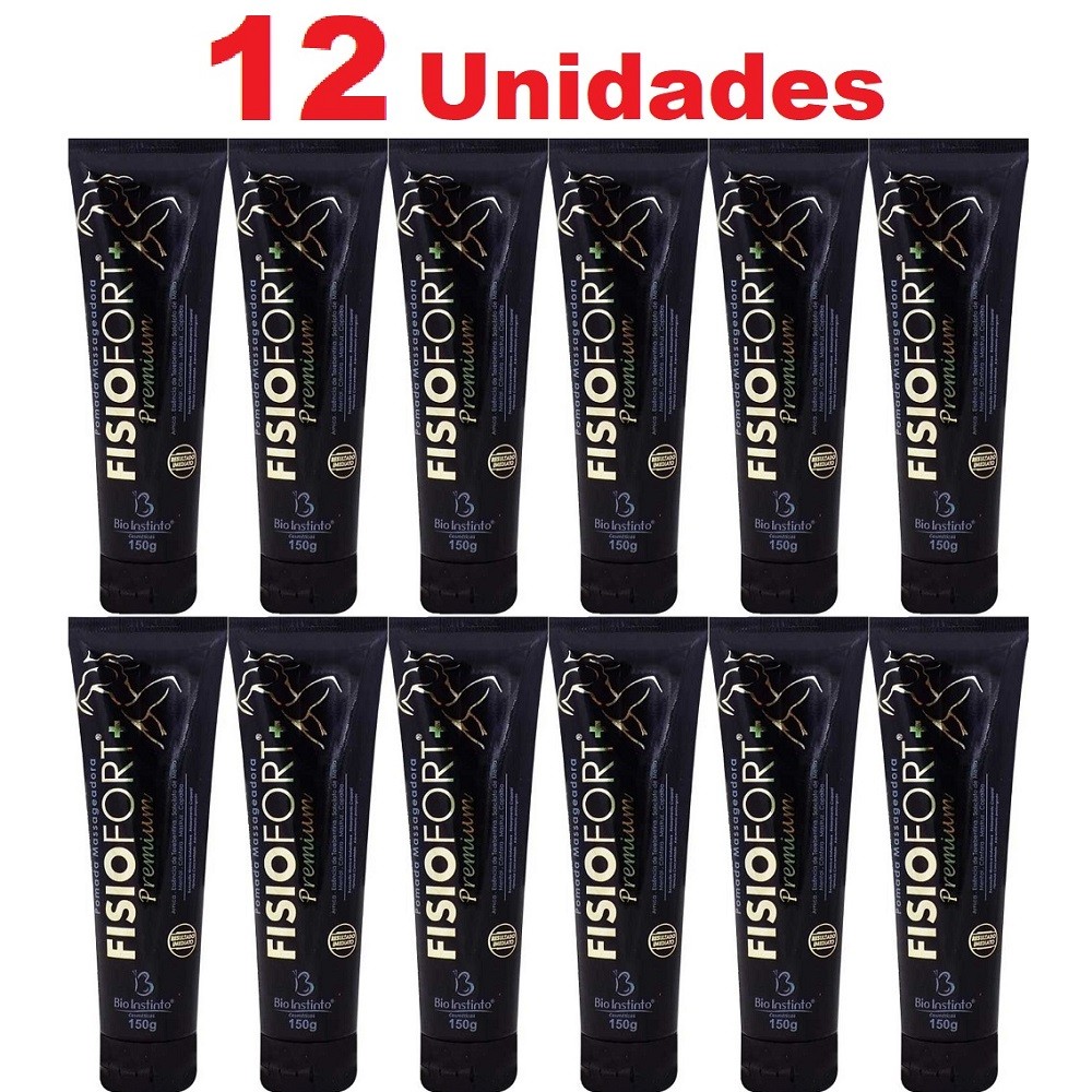 Kit com 12 Pomada Premium 150 g Pomada FisioFort Preta