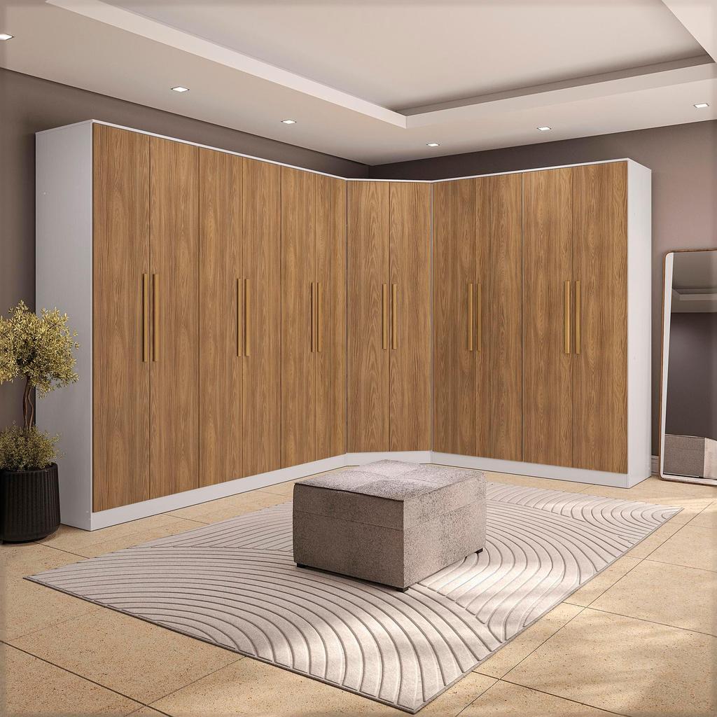 Quarto Modulado Kappesberg Adapt Branco/Nogueira 12 Portas 342cm x 263cm