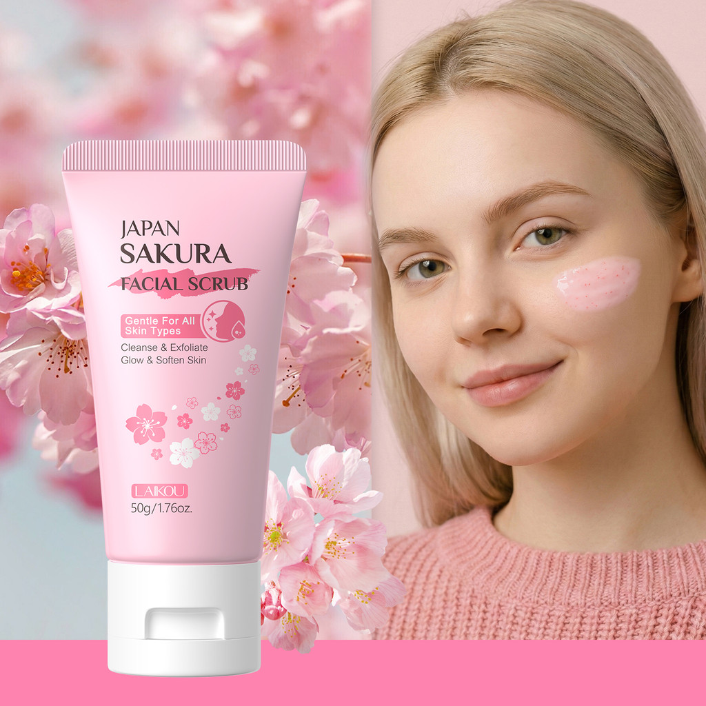 LAIKOU Japão Sakura Esfoliante Facial 50g Gel Para Lavagem Niacinamida Vitamina 