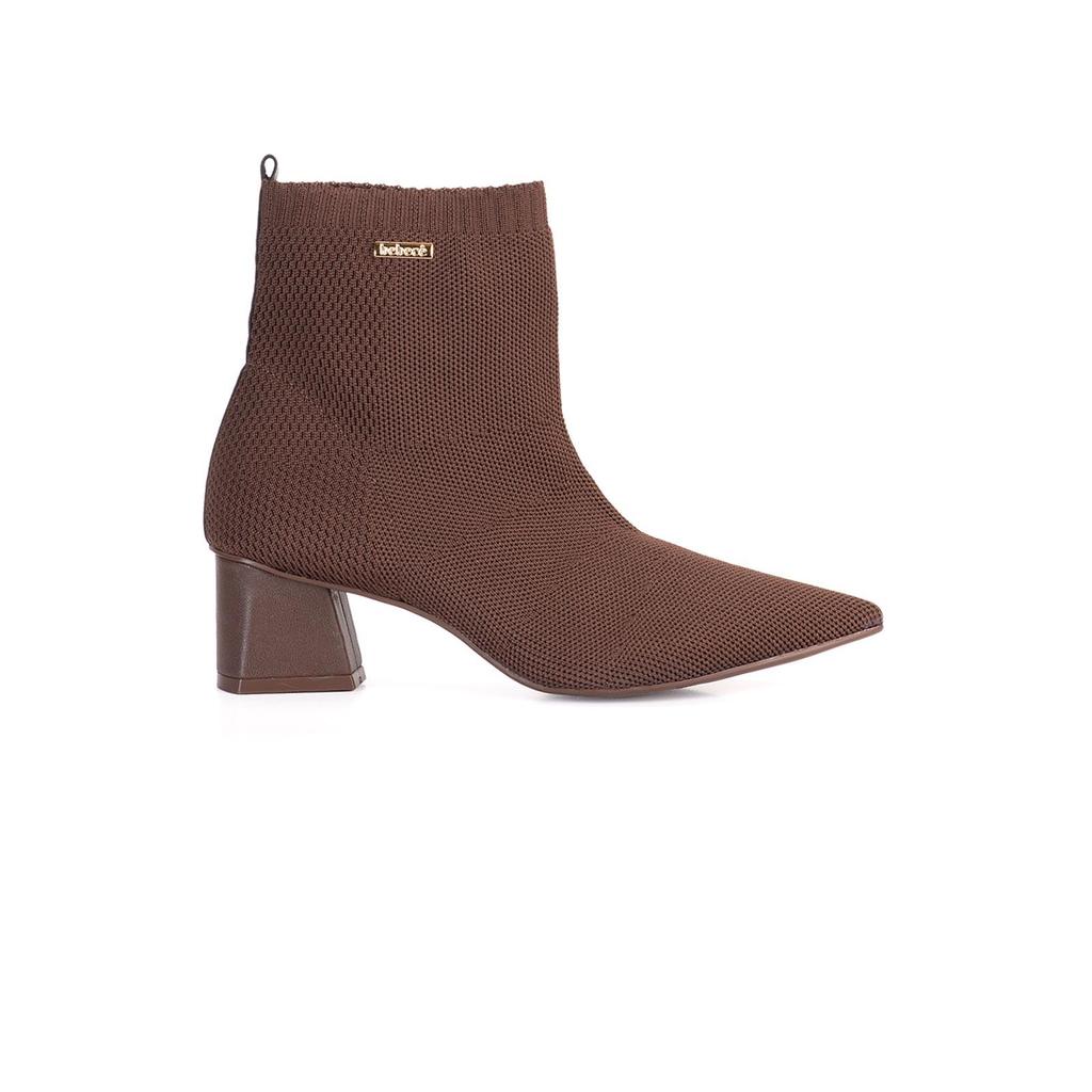 Bota Bebecê Malha Knit Cano Curto Bico Fino