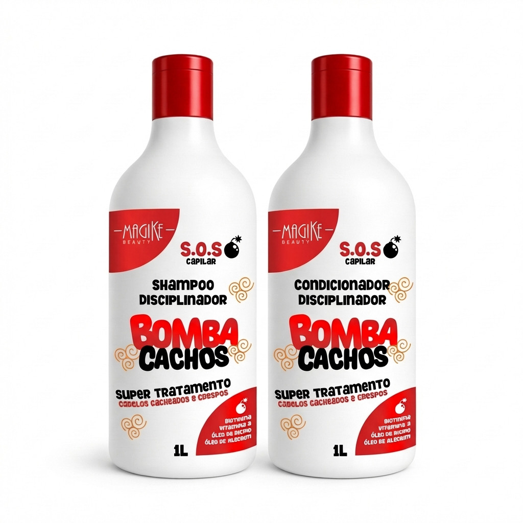 Kit Shampoo Condicionador Magike Beauty Bomba Cachos 1L+1L Cachos Definidos Cacheados Crespos em Oferta na Shopee
