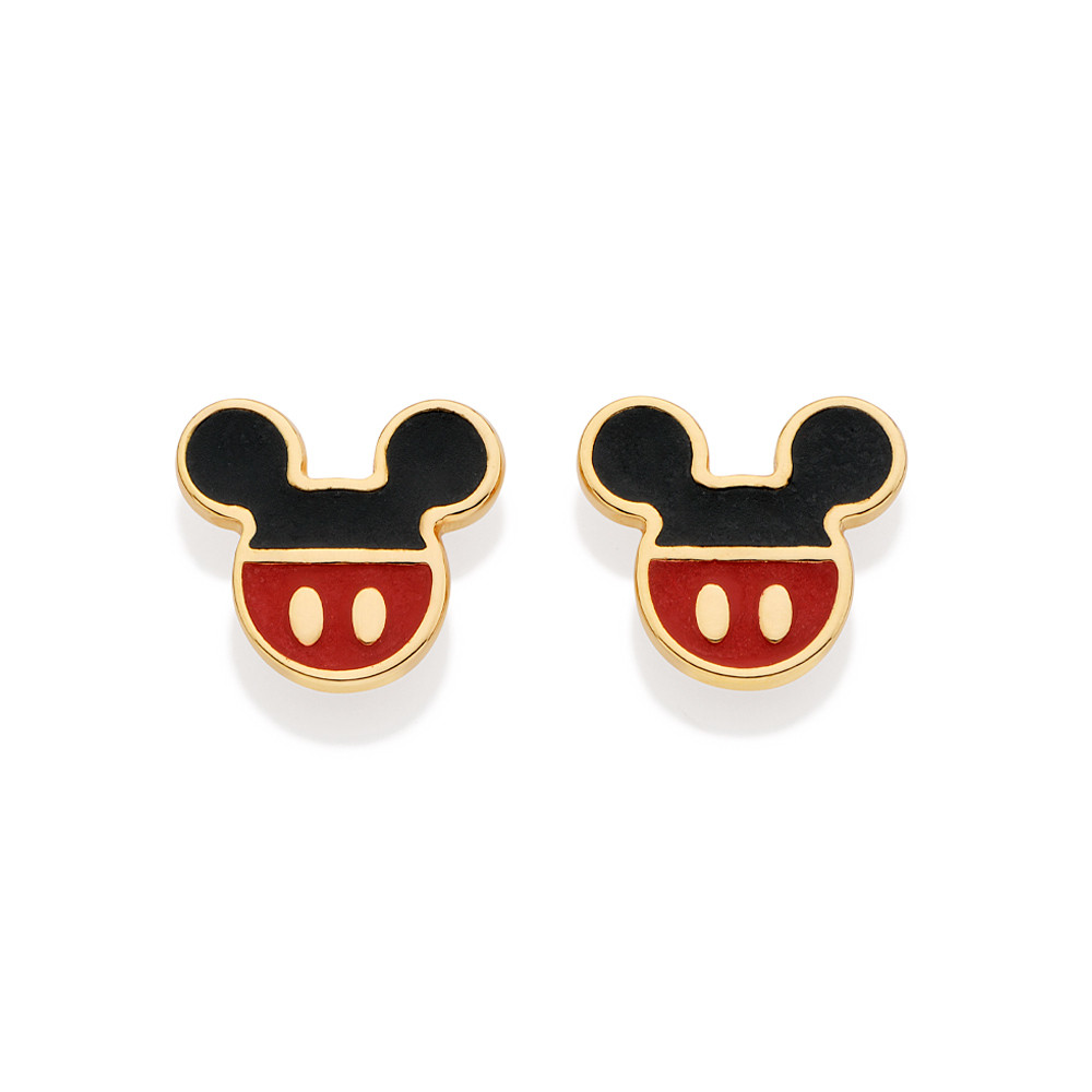 Imagem Brinco Mickey Bermuda Disney Rommanel Ouro 18k + Brinde