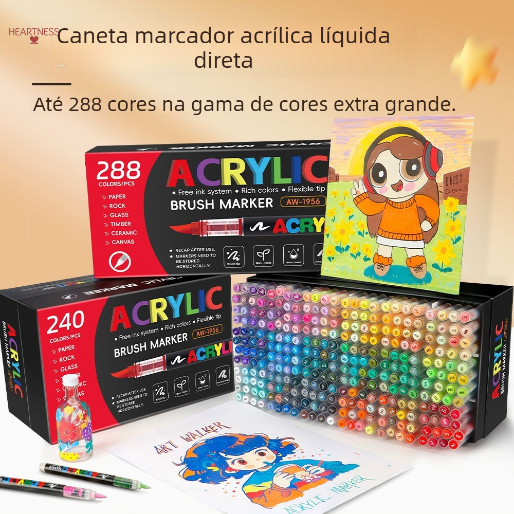 Marcador acrílico líquido reto caneta macia ponta diy manual Graffiti caneta arte pintura caneta estudante pintura canet