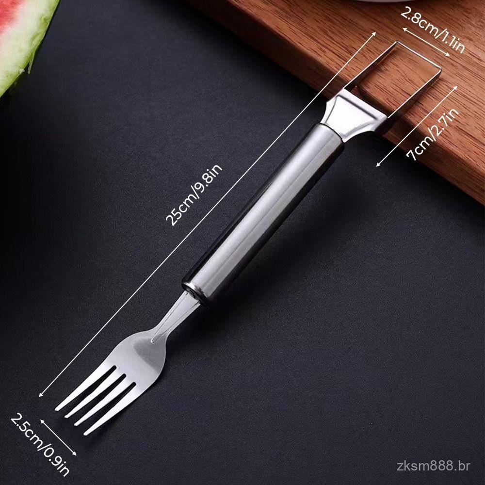 Cortador de Melancia, Cortador de Frutas de Aço Inoxidável com Cabeça Dupla, Cortador Profissional em Forma de Garfo