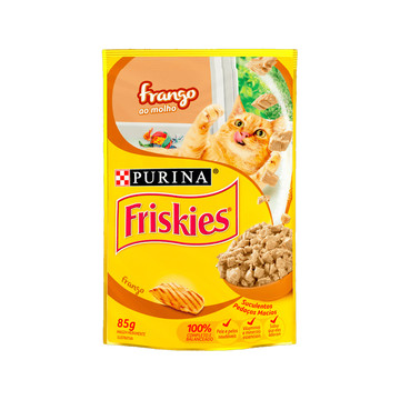Friskies Ração Úmida Purina Sachê Frango ao Molho para Gatos Adultos 85g
