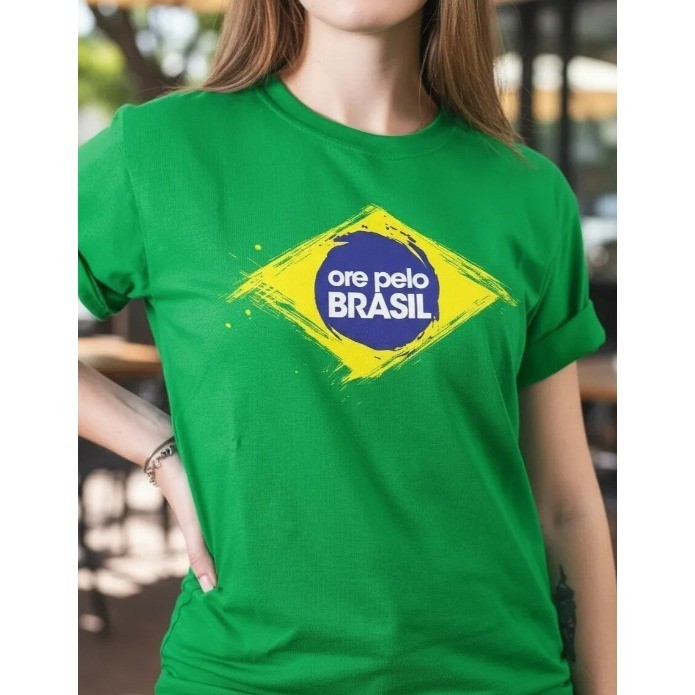Camisa Eleição Brasil Ore Pelo Brasil Camiseta Feminina Masculina Unissex Blusa do Brasil Premium