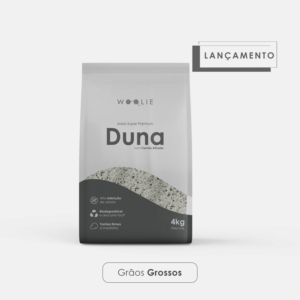 Areia Higiênica Biodegradável Duna Woolie grãos grossos