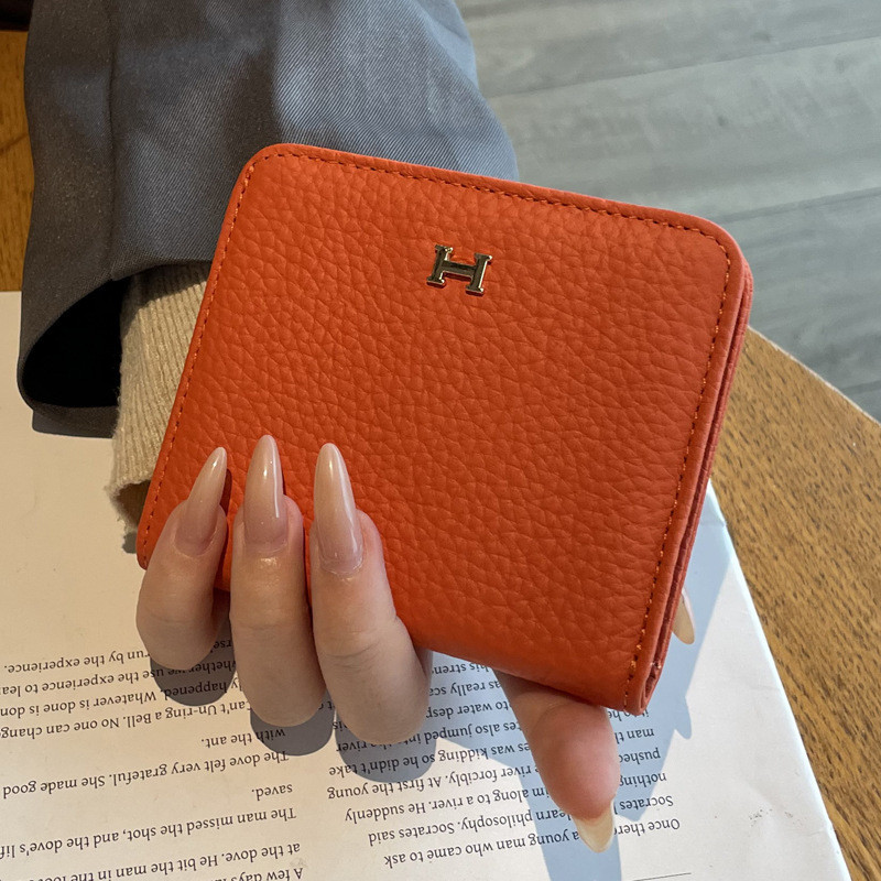 {PRONTA ENTREGA} Carteira Pequena Feminina de Couro Legítimo Camada Superior de Couro Bovino Design Simples de Nicho Por